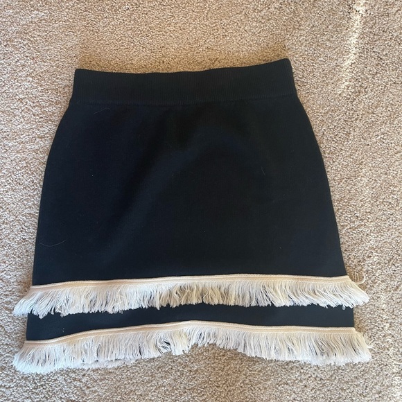 Never Fully Dressed Dresses & Skirts - Never Fully Dressed Black Mini Skirt with Cream Fringe